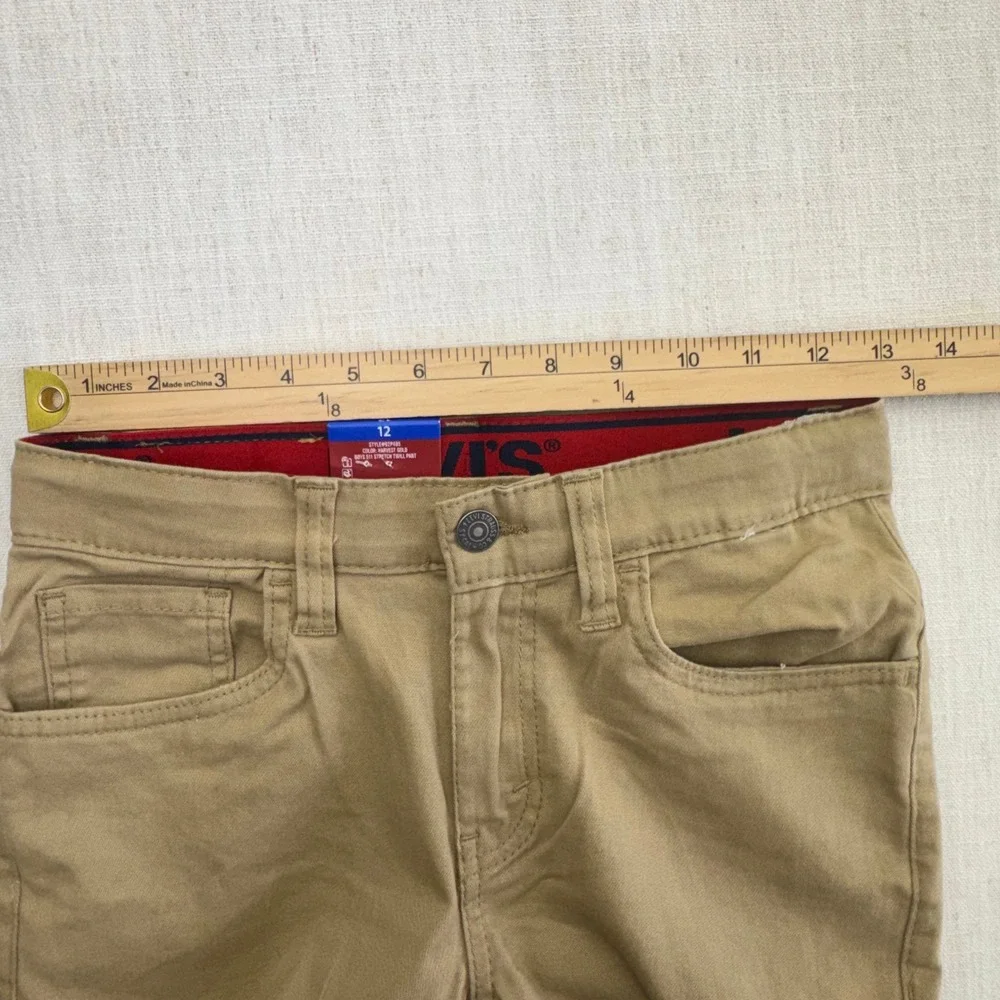 Levis Boys‎ 511 Slim Fit Stretch Adjustable Twill Pants Harvest Gold Khaki Sz 12